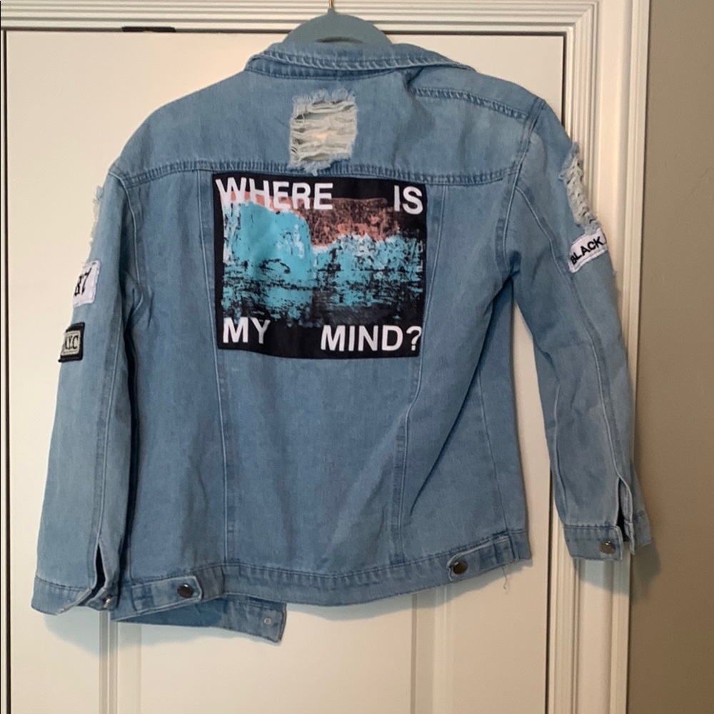 Blue Denim Jacket With Graphic Patch - image 1
